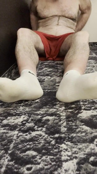 Karl feet white socks and bare balls [5834]