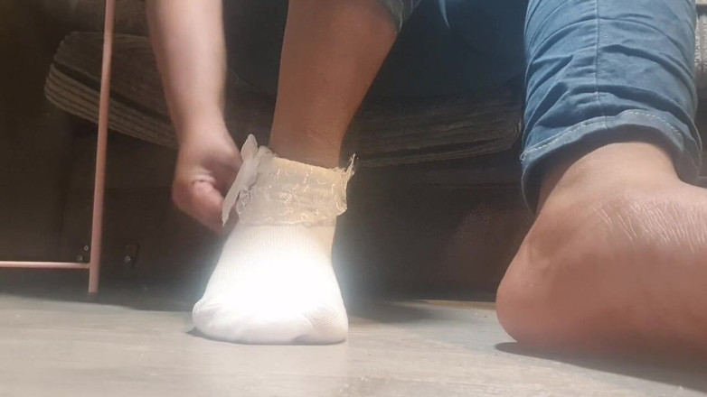 Simp to my ebony feet: my pretty white socks