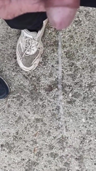Friend Is Holding My Cock While Im Peeing on the Ground Outdoor