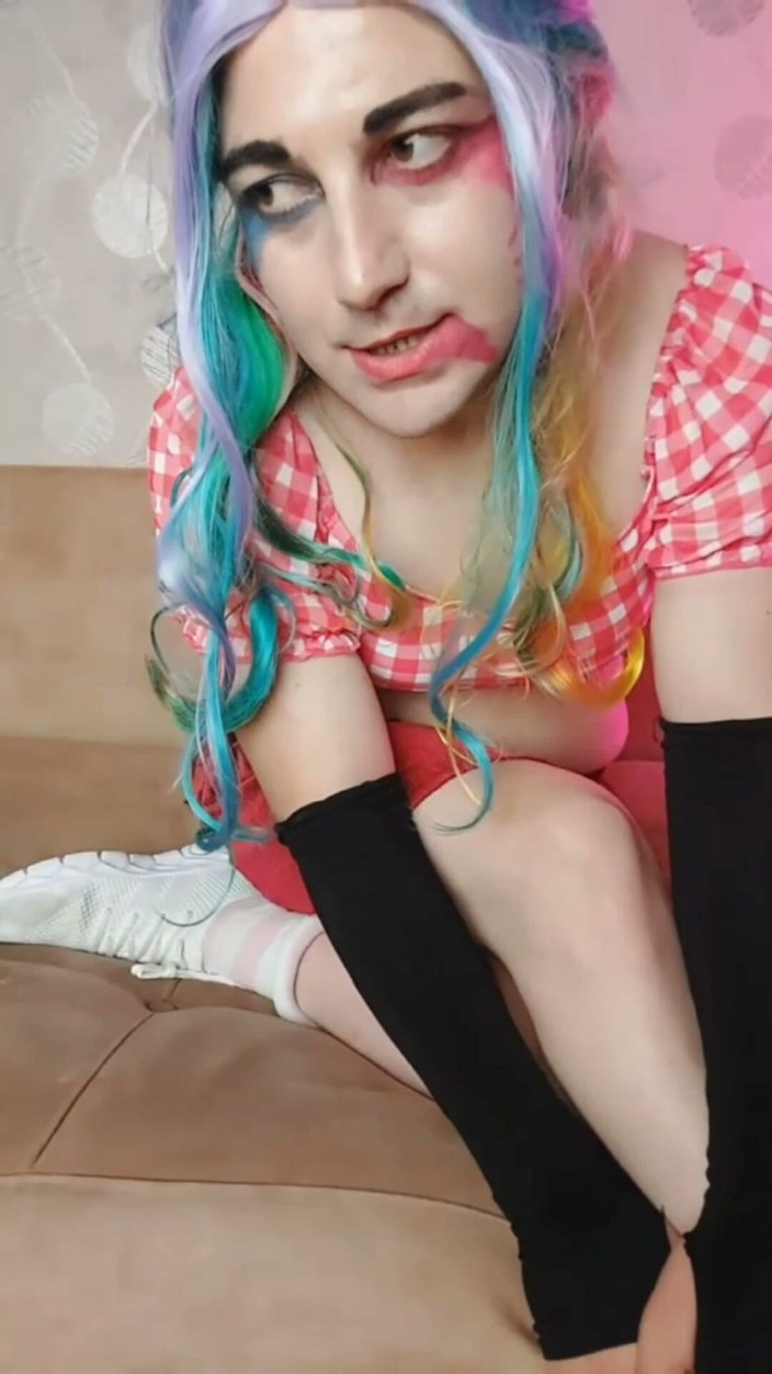 Kitty_Cross: Harley Quinn Femboy Cosplay Model Crossdresser