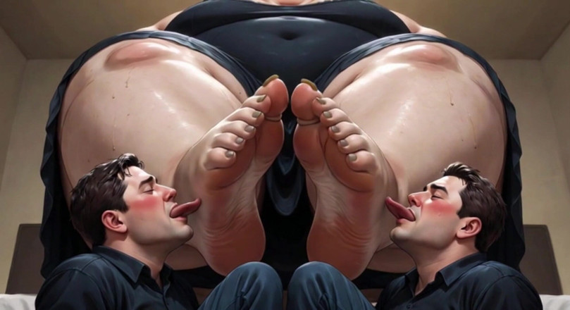 YOUR BEST FANTASY: Obesa ssbbw dominação dos pés - escravos homens limpando seus pés...