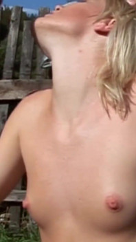 Teen with small tits getting pissed on