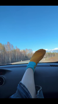 Feet on the dashboard