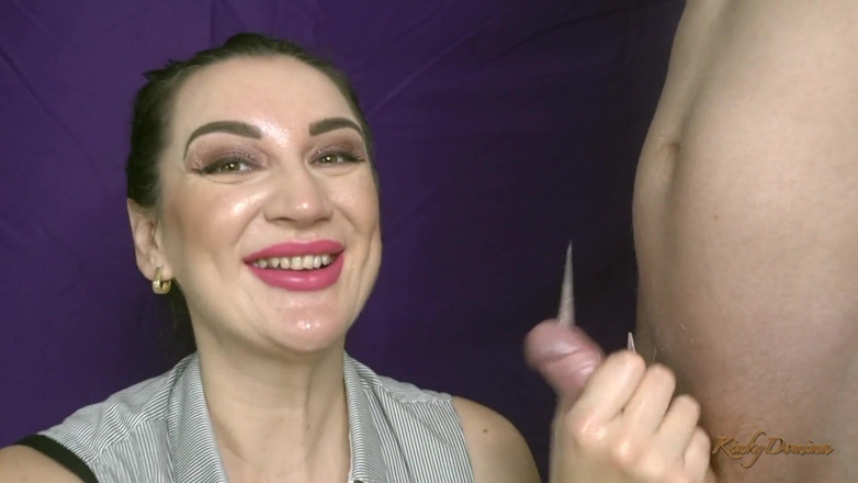 KinkyDomina: Super cumshot long stiletto nails handjob