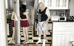 Taylandlı ameliyat öncesi ladyboy üvey babasıyla öpüşüyor ve sonra ağzına boşalıyor