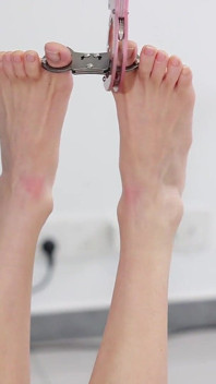 Barefoot Girlfriend, Thumb Cuffs, Hanging Her Beautiful Barefoot for 40 Minutes