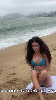 Babe Can I Cum on Your Tits? - Cock Flashing on the Beach