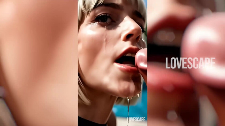 Lovescape: Une blonde suce une bite au bord de la piscine