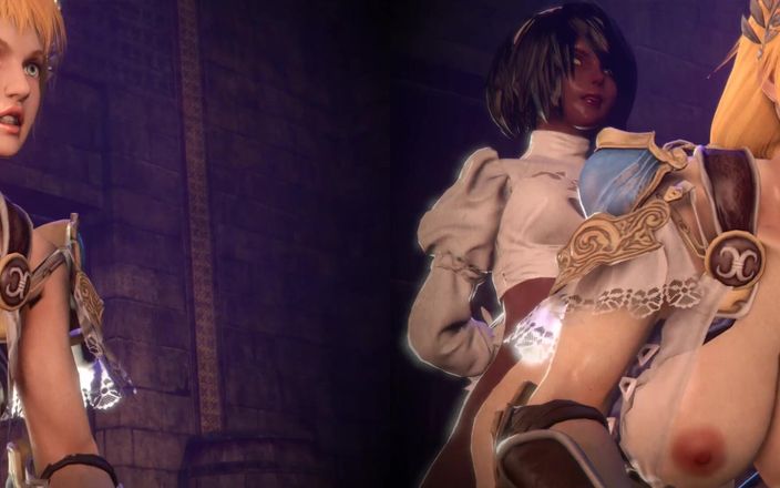 Velvixian3Futanari: 2b-2p x sophitia 分屏（futa）