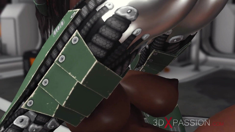 3dxpassion: Sex na exoplanetě! Sci-fi android tvrdě šuká sexy černou dívku v základním...