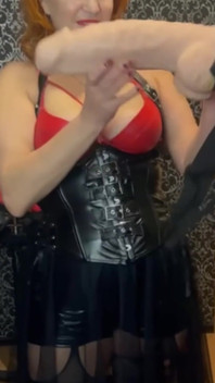 Mistress with Huge Dildo for Sissy Slave