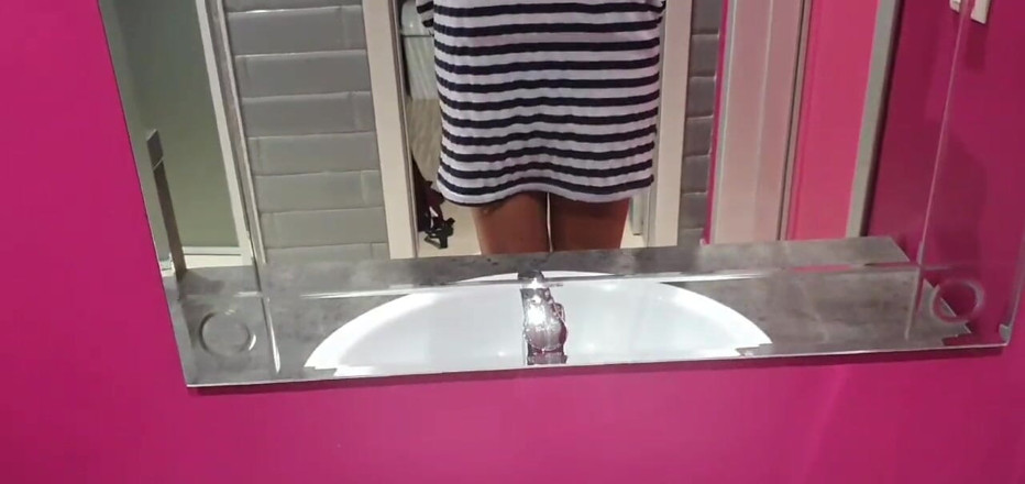 TheloveStory: Horny teen in the toilet so horny she open pussy...