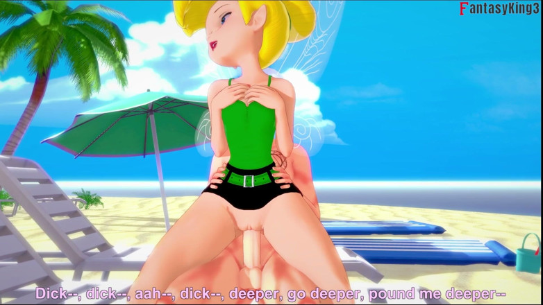 Fantasy king: Tinkerbell เย็ดคอสุดคอบนชายหาด