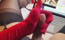 Jessica XD: 穿着完全时尚的丝袜、红色高跟鞋和内衣变得非常淫荡