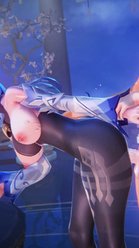 Genshin Impact - Ganyu เย็ดตอนกลางคืนแบบใกล้ชิดกับ Aether - แอนิเมชั่นเฮนไต 3 มิติ