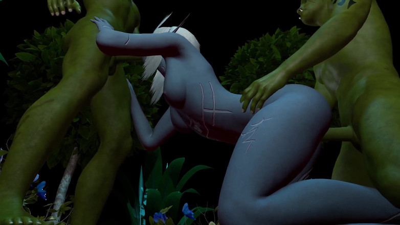 Wraith ward: 두 명의 오크와 쓰리섬을 즐기는 엘프