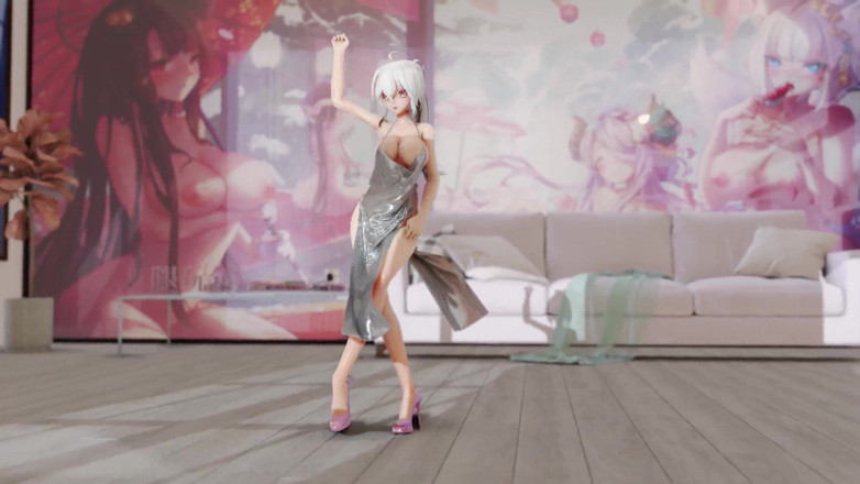 MikuMotion: Iu-lila mặc váy thoát y busty