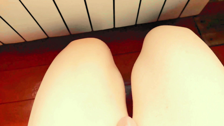 Kitty_Cross: Mâini libere ejaculare Femboy masturbându-se cu coapsele ei netede până...
