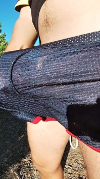 Cumming in My Sport Shorts Outdoors