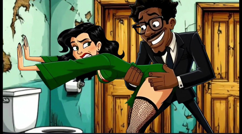 Octopussy Lovers Club: Sürtük Evli Kadın Edepsiz Umumi Tuvalette Sikiliyor. Karikatür