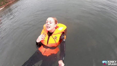 UKCuteGirl: Strapped ketat & floating free - tes life jacket wetsuit seksi