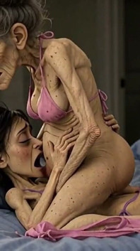 Old Woman Rubs Her Pussy on a Young Woman
