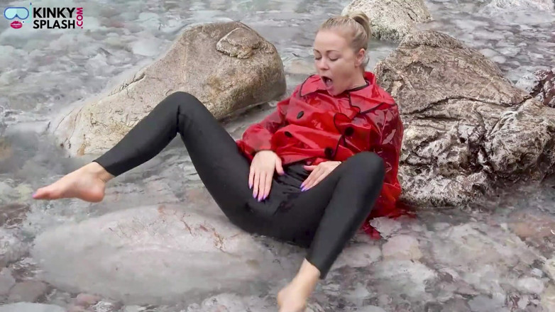 UKCuteGirl Lucy Lauren: Shiny Pvc Over Neoprene Wet Beach JOI &amp; Play