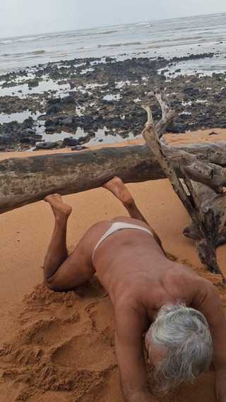 Ladysilvas: Ladysilva Crossdress on the Beach in Panties Showing off Her...