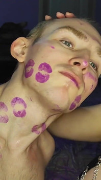 Purple Lips Licks and Kisses His Face