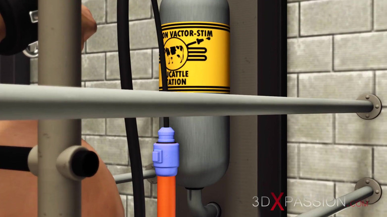 3dxpassion: Super fuck machine system! Big black cock inside a sexy...