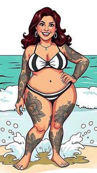 Ai tattoo kunst weelderige bikini vrouwen