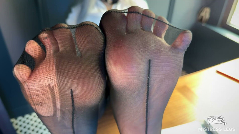 Mistress Legs: Boss Lady Ignores You While Her Torn Nylons Rest on...