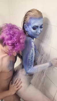 X-men Mystique Body Paint Duș îndepărtarea și futai