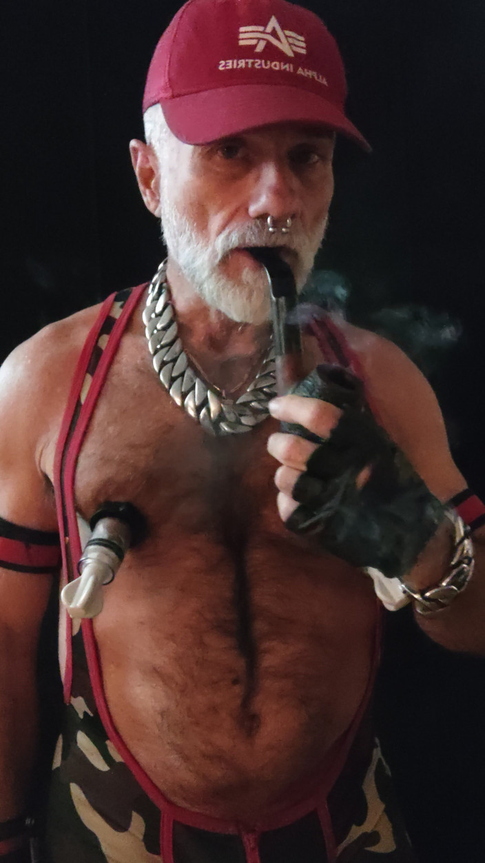 MusclesCigarsFFPig: Stepdad Smoking Pipe and Pumping Nips