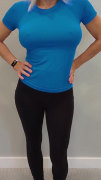 Black Yoga Pants & Blue Compression Shirt Try on