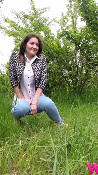 Skinny Desperate Girl Pee in the Grass in the Forest