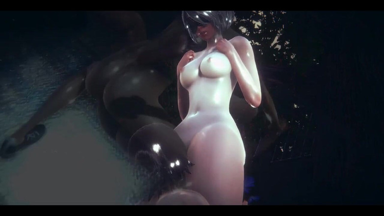 HentaiTubes: Nier Automata Hentai - 2b Sex Pod deštěm - japonská asijská Manga Anime...