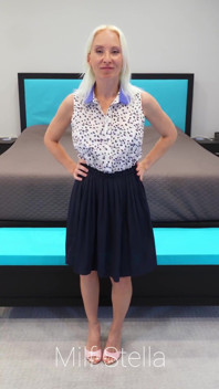 Blue Dress with Pink Mules