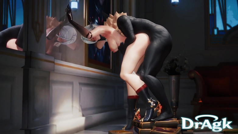 DrAgk: Hilichurl에게 후장과 얼굴을 따먹히는 Arlecchino - 겐신 임팩트 3D 애니메이션 인종 간 섹스