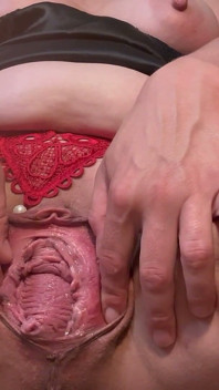 Thong Play, Pee with Open Pussy Close up