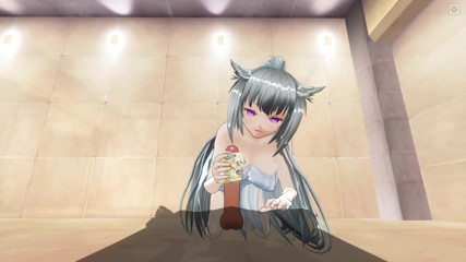 H3DC: 3D HENTAI - neko dívka s bílými vlasy ti honí ptáka...