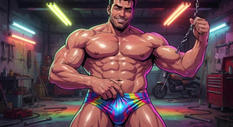 Erotic Man: Ai Muscular Men Mechanic Garage