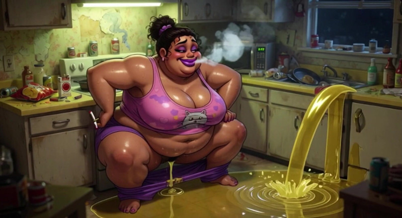 YOUR BEST FANTASY: Very Pregnant BBW Smoking While Peeing - Big Belly &amp; Dripping Pussy