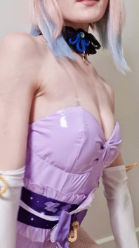 Tender Sangonomiya Kokomi with Bunny Ears and Latex Bodysuit Teases with Her Cute Ass in Fishnets