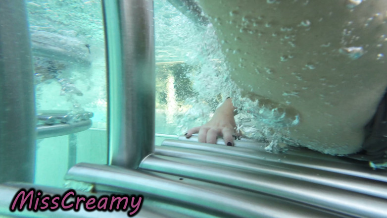Miss Creamy: French Teacher Pussy Flash Public Pool Boy Helps Squirting Risky...
