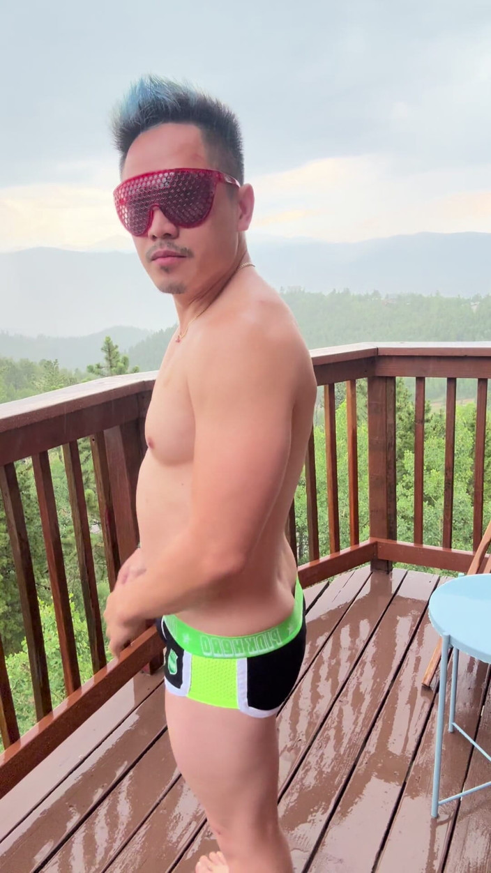 Barenakedmuscles: Mountain Storm Stud: Rain-soaked Asian Muscle Sensation