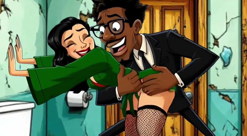 Octopussy Lovers Club: Slut Wife Fucked in Dirty Public Toilet. Cartoon