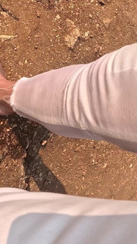 Wetting Jeans on a Bare Foot Hike Together