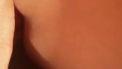 Rubbing My Clit Under Jeans Short Pants... During Watching TV at Home