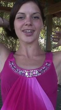 Petite Tatted Freak Gets Naked at a Public Park